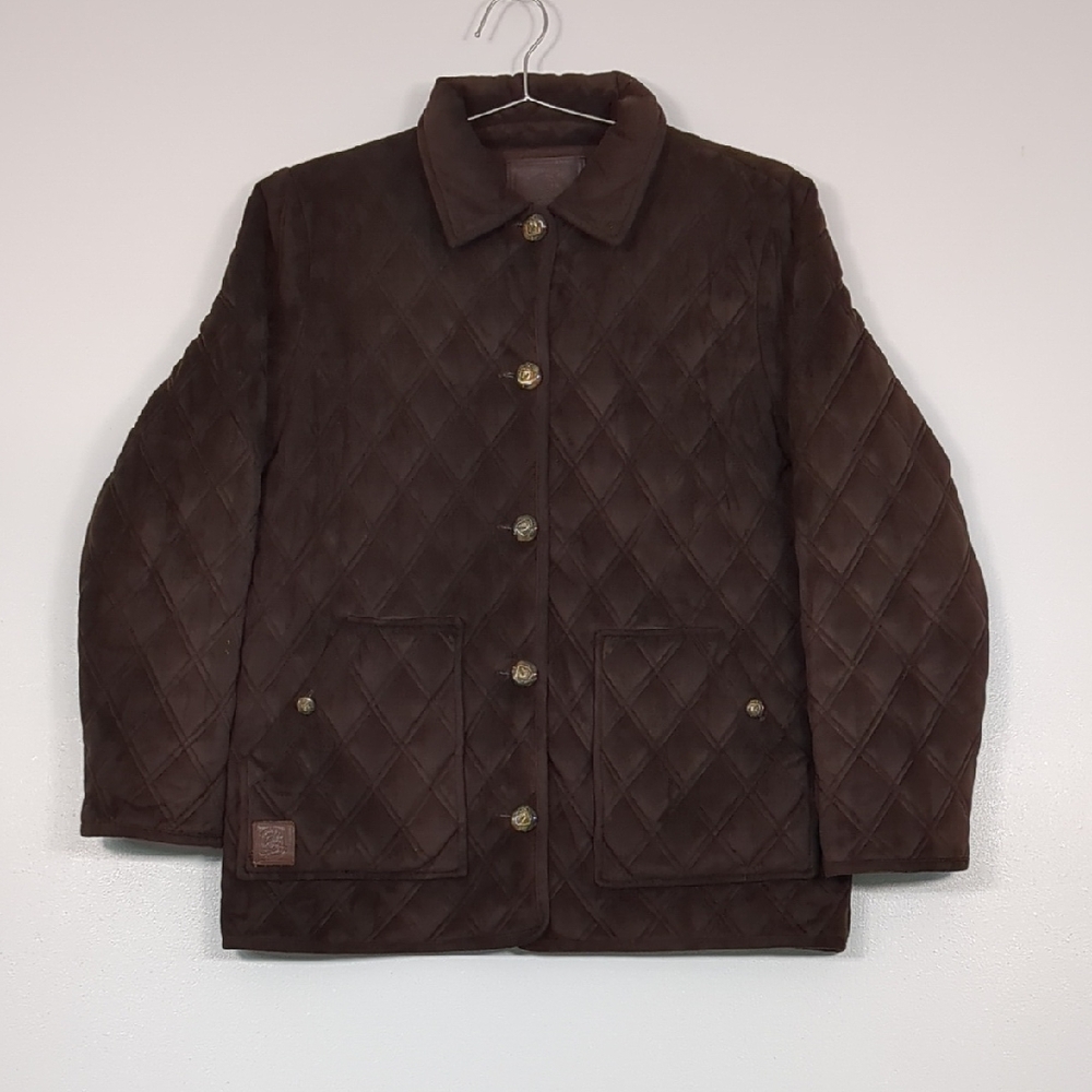 Vintage Lauren Ralph Lauren Women's Brown Quilted Jacket‎ Polyester Size SP EUC